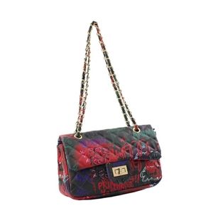 Leather Quilted Graffiti Messenger Bag/Fanny Pack